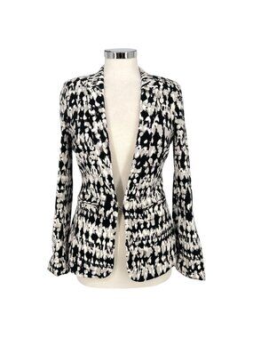Badgley Mischka Sylvie Stucco Print Stretch Blazer Black Gray Size 4